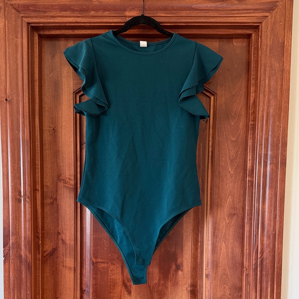 Teal Ruffled Bodysuit